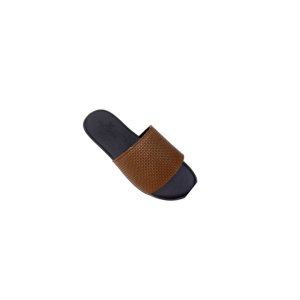 Slides Homme Cuir Tressé Marron